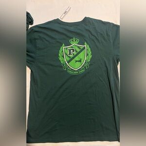 New Victoria's Secret  PINK Shirt (XS) Long Sleeve Green Top Logo Tee NWT